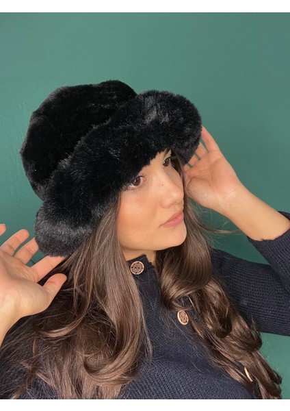 Kürk Kenarlı Yumuşak Bucket Kışlık Şapka