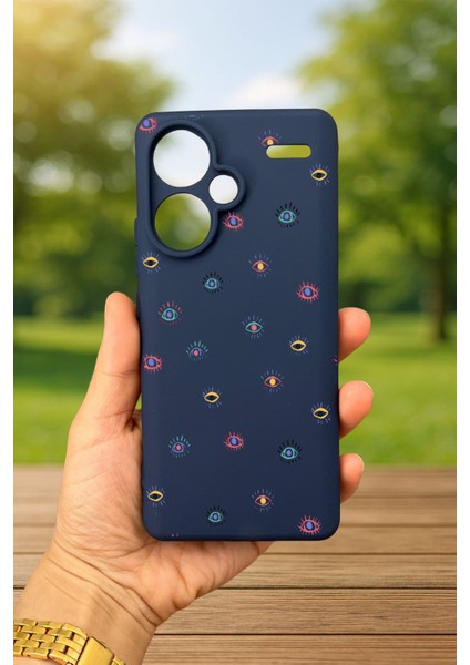 Redmi Note 13 Pro Plus - Mini Evıl Eye Desenli Silikon Darbe Emici Klasik Korumalı Rubber Kılıf fiyatları