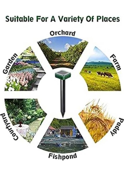 Solar Güneş Enerjili Yabanı Hayvan Akrep Köstebek Yılan Fare Kovucu Bahçeden Uzaklatırır 750M