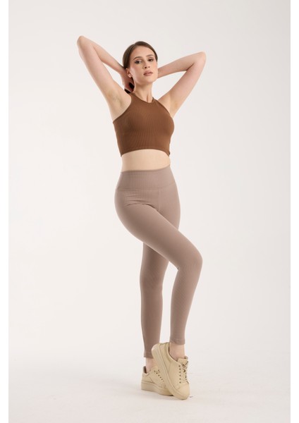 Fitilli Şardonlu Içi Polarlı Yüksek Bel Toparlayıcı Tayt modelleri