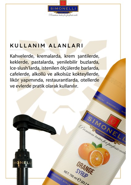 Kahve ve Kokteyl Şurubu Portakal Aromalı 700 ml + Pompa modelleri