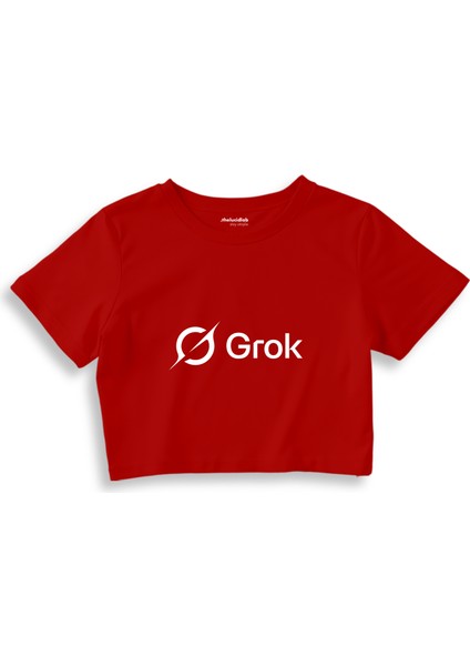 Grok Crop Tişört - Kırmızı