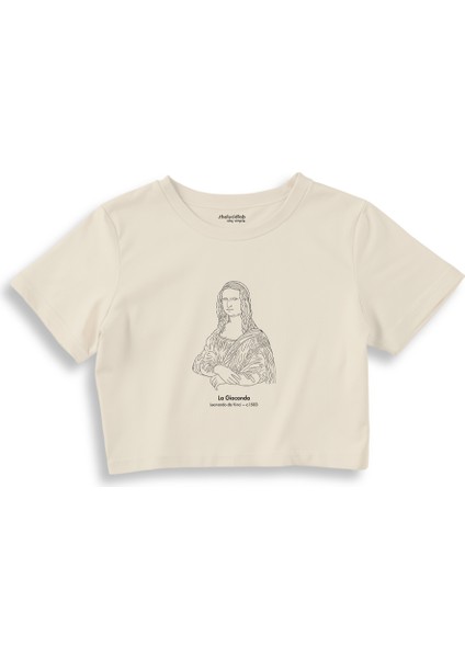 La Gioconda Crop Tişört - Ekru