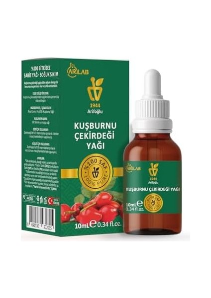 Arifoğlu Kuşburnu Çekirdeği Yağı 10ML%100 Saf Yağ Arlab Pure Rosehip Oil 10ML