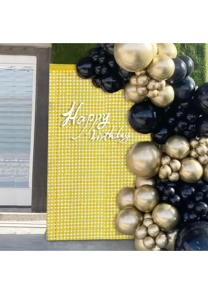 Ekstra Metalize Altın Renk Disko Dikdörtgen Kesim Kapı Perdesi Dekorasyon 1x2 Metre - Lisinya modelleri