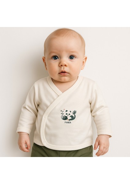 3’lü Pamuklu Bebek Zıbın Seti – Panda Desenli