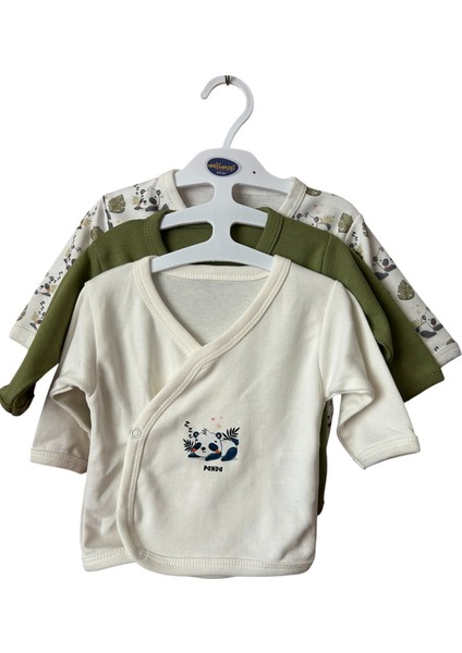 3’lü Pamuklu Bebek Zıbın Seti – Panda Desenli indirimleri