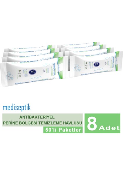 Antibakteriyel Perine Bölgesi Temizleme Havlusu 50 Li x 8 Adet