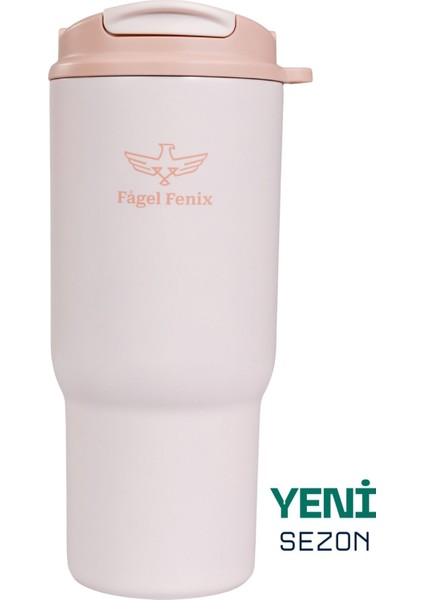 600 ml Triple Sip Pale Peach Çift Katmanlı Paslanmaz Çelik Termos Matara