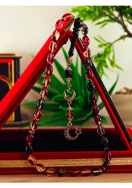 Ateş Kehribar Tesbih Sistem Püsgüllü Orjinal Ürün