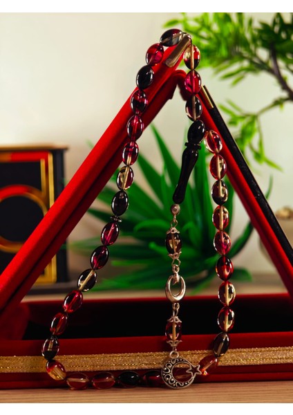 Ateş Kehribar Tesbih Sistem Püsgüllü Orjinal Ürün