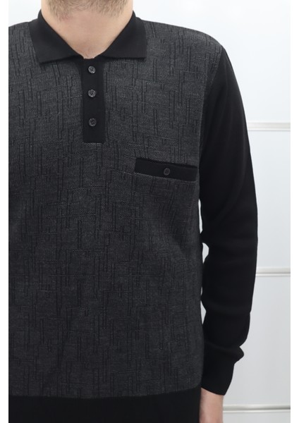 Fistan Store Erkek Desenli Klasik Kesim Rahat Kalıp Polo Yaka Tek Cepli Kışlık Yünlü Kazak fiyatları