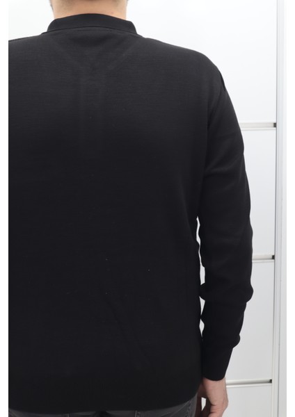 Fistan Store Erkek Desenli Klasik Kesim Rahat Kalıp Polo Yaka Tek Cepli Kışlık Yünlü Kazak fırsatları