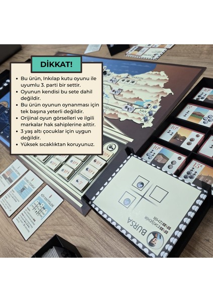 Masa Oyunu Aksesuarı- İnkılap Oyunu Uyumlu 3D Baskı Organizer/ Insert Düzenleyici +UqmoTag (OYUN DAHİL DEĞİLDİR.)