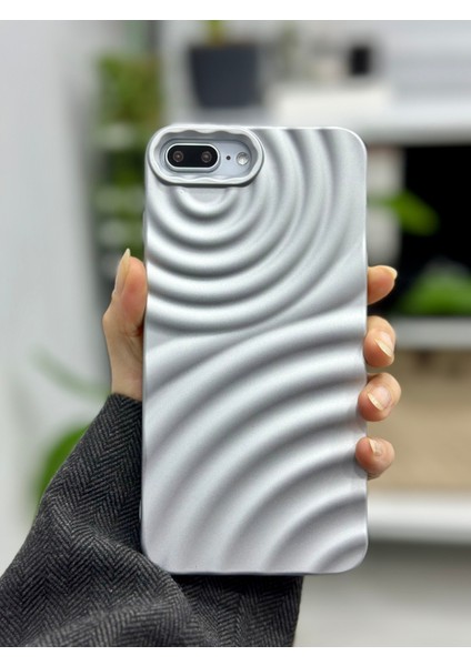 Iphone 7 Plus ve 8 Plus Uyumlu 3D Aurora Kabartma Mat Silikon Kılıf
