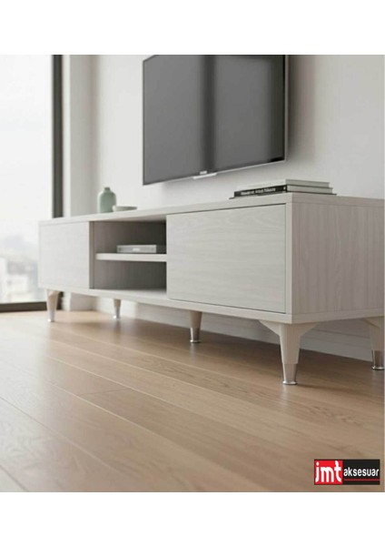 Puma 15 cm Beyaz-Krom 6'lı Set Mobilya Kanepe Tv Ünitesi Dolap Konsol ve Destek Ayağı fırsatları