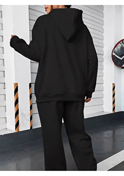 Nebulaa Şık Kadınlar Için Kapüşonlu Eşofman Takımı Pembe Renkli Şerit Detayı fiyatları