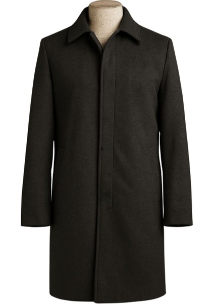 Erkek Antrasit Uzun Gömlek Yaka Palto & Kaşe Kaban