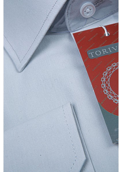 Klasik Fit Geniş Kesim Tek Cepli Kolay Ütülenebilen Mevsimlik Uzun Kollu Düz Renk Erkek Gömlek