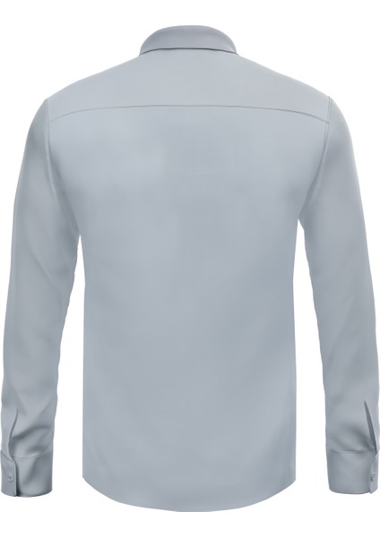 Klasik Fit Geniş Kesim Tek Cepli Kolay Ütülenebilen Mevsimlik Uzun Kollu Düz Renk Erkek Gömlek modelleri