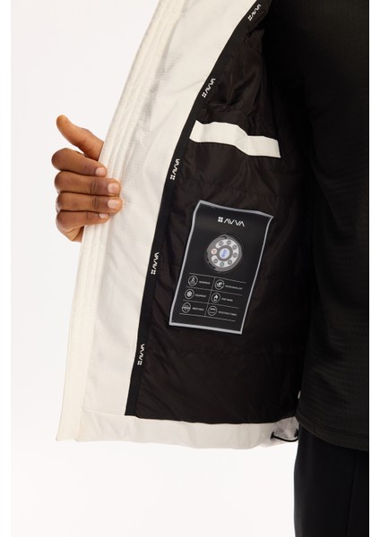 Erkek Beyaz Kapüşonlu Su İtici Rüzgar Geçirmez -7°C Dayanıklı Şişme Comfort Fit Mont A52Y6184