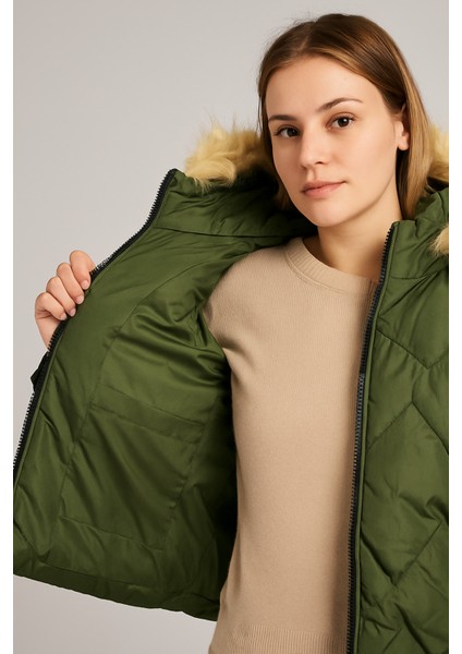 Şişme Mont (Tüylü Fermuarlı Kapşonlu) indirimleri