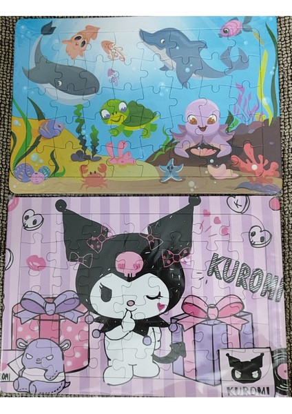 2 Adet Puzzle Yap Boz (33CM*23CM*40PARÇA) (Kuromi Hk / Denizdeki Dostlar Figürlü)