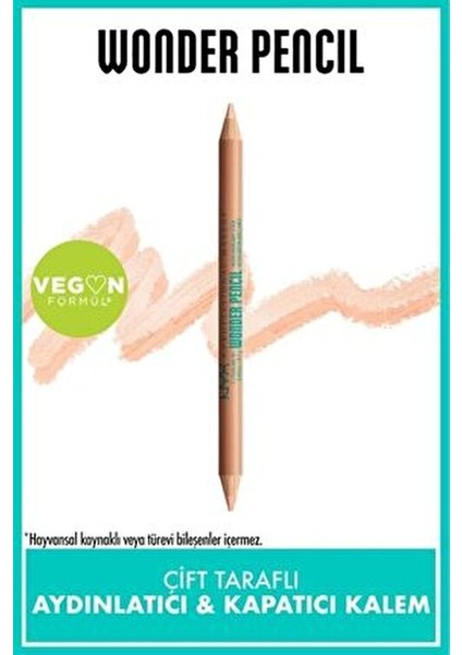 Wonder Pencil Çift Taraflı Aydınlatıcı & Kapatıcı Kalem - Medium Peach