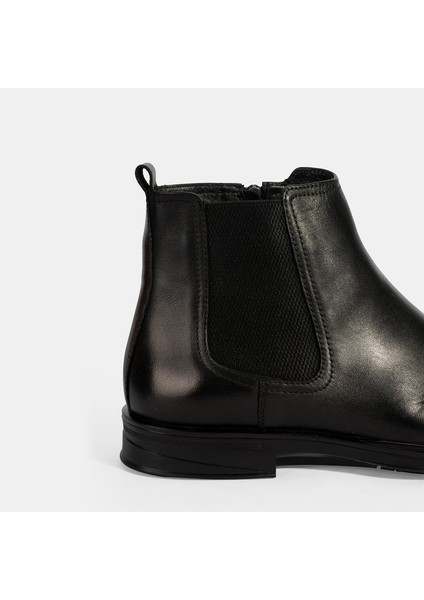 Erkek Siyah Desacomfort Lastikli Deri Bot