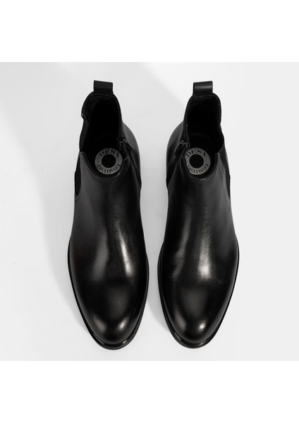 Erkek Siyah Desacomfort Lastikli Deri Bot