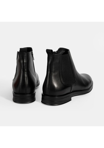 Erkek Siyah Desacomfort Lastikli Deri Bot