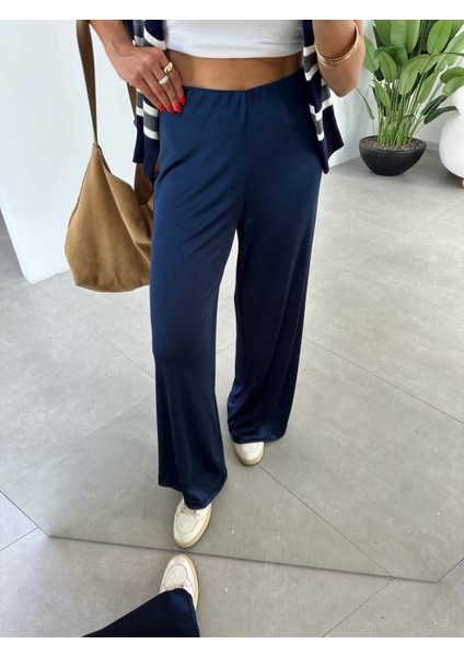 Örme Saten Kemersiz Palazzo Pantolon modelleri