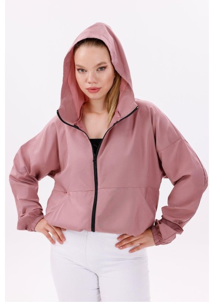 Kadın Kapüşonlu Su ve Rüzgar Geçirmez Oversize Yağmurluk - Rüzgarlık