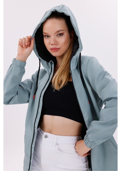 Kadın Su Geçirmez ve Rüzgara Dayanıklı Astarlı Kapüşonlu Yağmurluk - Rüzgarlık indirimleri