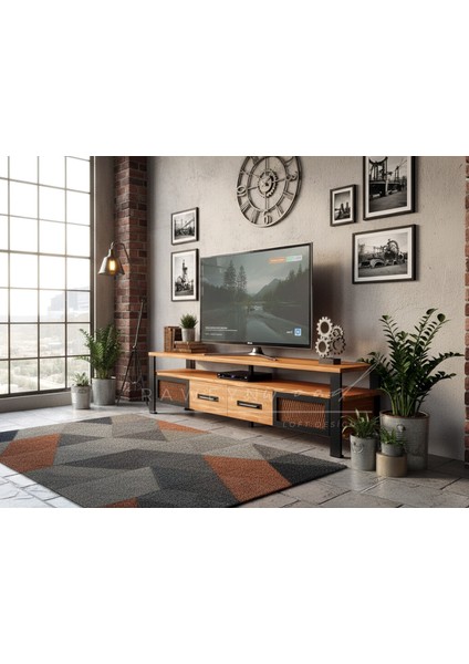 Iron Doğal Ahşap Çekmeceli Tv Ünitesi - 230CM fiyatları
