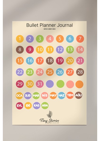 Bullet Journal Sticker Seti - 6 Sayfa / Ajanda, Scrapbook, Journal modelleri