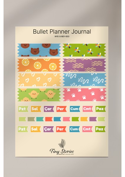 Bullet Journal Sticker Seti - 6 Sayfa / Ajanda, Scrapbook, Journal indirimleri