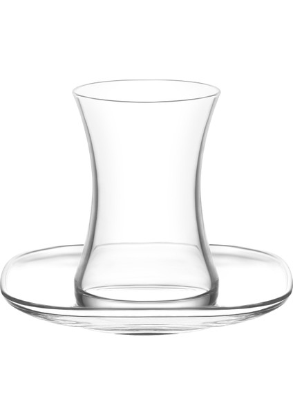 Zen Cam Çay Seti 6 Kişilik 170 ml (6 Çay Bardağı, 6 Çay Tabağı)