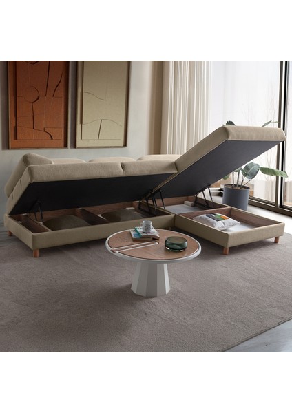 Aries Yataklı Sandıklı Köşe Takımı Sütlü Kahve Sağ Köşe modelleri