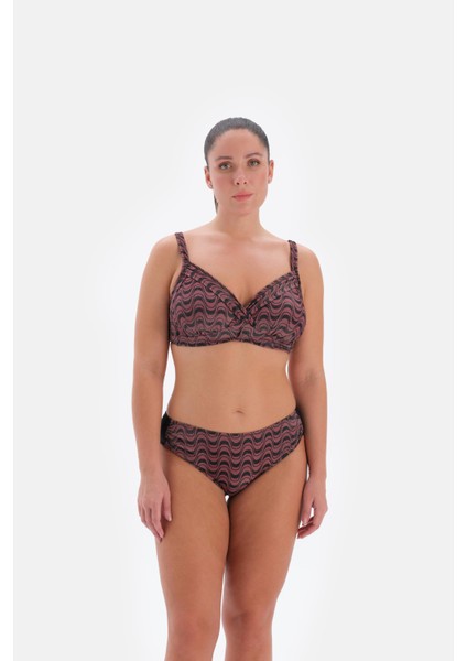 Dalgalı Desen Destekli Büyük Beden Bikini Takımı
