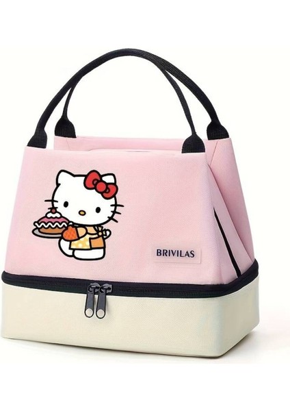 Beslenme Çantası Hello Kitty Figürlü Izoleli Sıcak Soğuk Koruma Çift Bölmeli Brılıvas AD634401