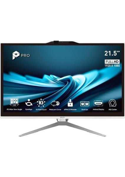 Msı 21.5" Dokunmatık Pro AP222T 14M-443XTR Core I5 14400-16GB Ddr5 Ram-2tb Nvme-Fdos Beyaz