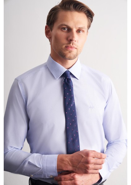 Mavi Klasik Yaka Uzun Kol Cepsiz Slim Fit Basic Pamuklu Gömlek 1004255008 fırsatları