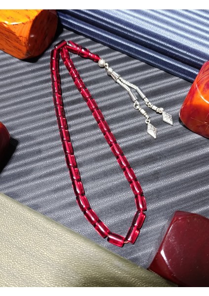 Toz Kehribar Tesbih Kırmızı Renk