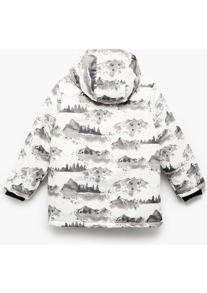 Polar Astarlı Desenli Uzun Kollu Kapşonlu Mont fiyatları
