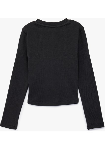 Uzun Kollu Taş Detaylı Bisiklet Yaka Baskılı Tişört fiyatları