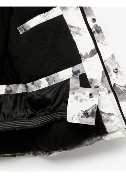 Polar Astarlı Desenli Uzun Kollu Kapşonlu Mont fırsatları