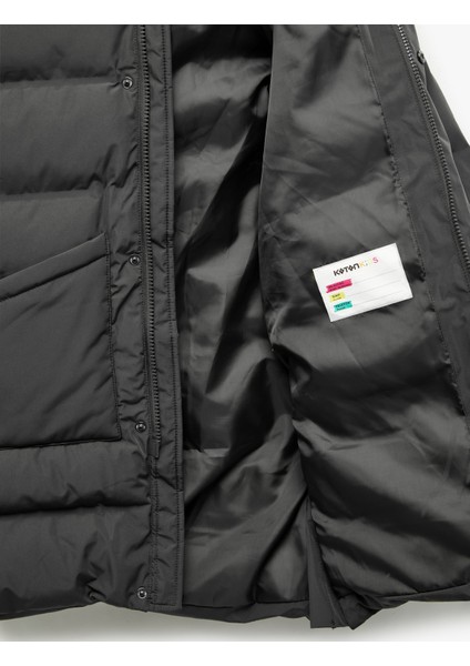 Peluş Detaylı Uzun Kollu Fermuarlı Cepli Uzun Kapşonlu Şişme Mont fırsatları