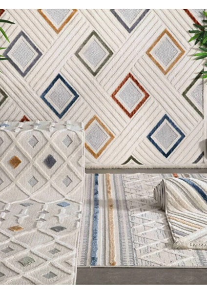 Indıa 3015 Multi Bukle Salon Halısı Yumuşak Çocuk Odası Halısı Koridor Halısı Kesme Halı Yolluk indirimleri