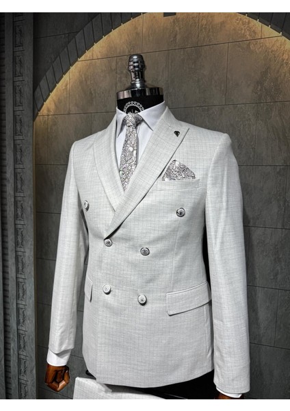 Slim Fit Çizgili Kruvaze Takım Elbise fiyatları